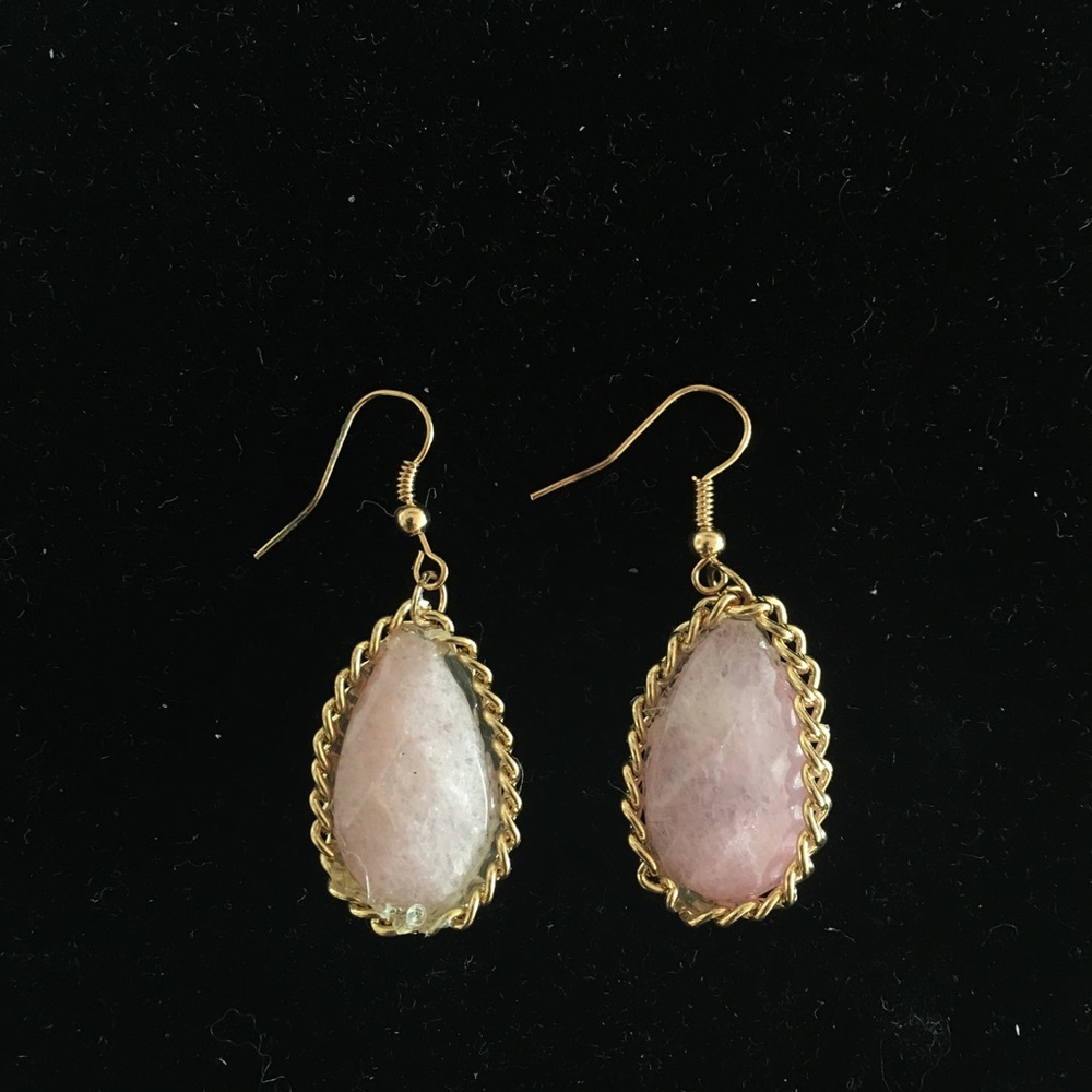 Pink quartz imitation earring